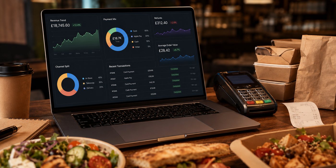 A takeaway analytics dashboard showing operational performance